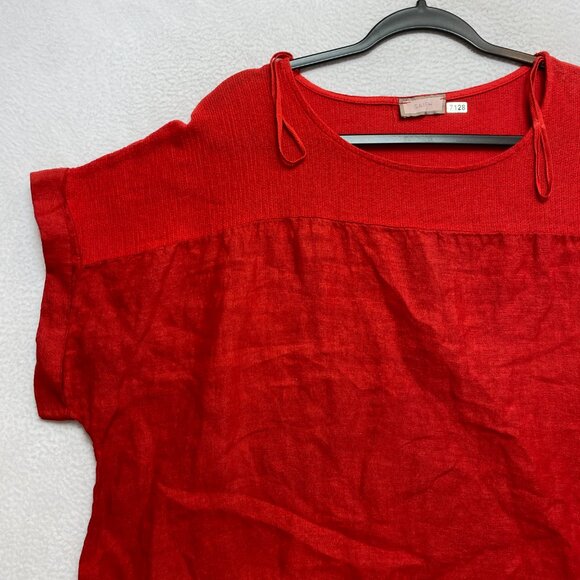 Saiph Linen Top Womens 3X Red Dolman Sleeves Shirt - Picture 5 of 10